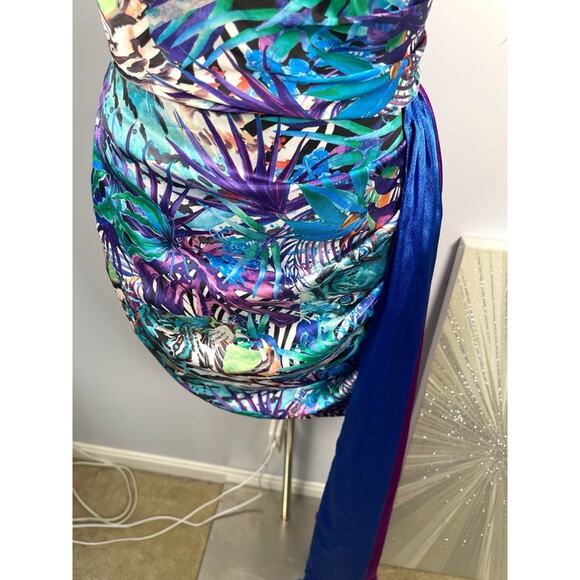 Bronx and Banco Selma Strapless Fringe Ruched Draped Mini Dress Size Small - Picture 5 of 11